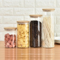 Home usage Clear Glass spice jar Borosilicate glass storage jar with bamboo lid BJ-410A